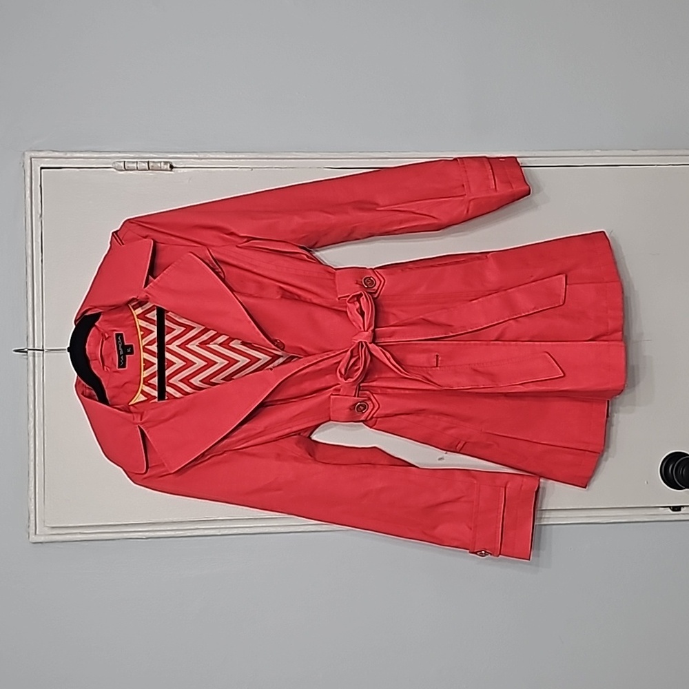 Via Spiga Pleated Trench Coat Coral Pink